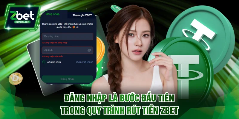 Đăng nhập là bước đầu tiên trong quy trình rút tiền ZBET