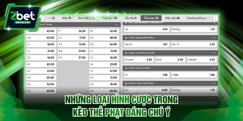 Những loại hình cược trong kèo thẻ phạt đáng chú ý